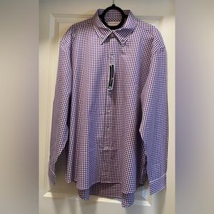 NWT PENNINGTON\BAILES MENS BUTTON DOWN SHIRT SIZE XXL IN PURPLE/WHITE GINGHAM